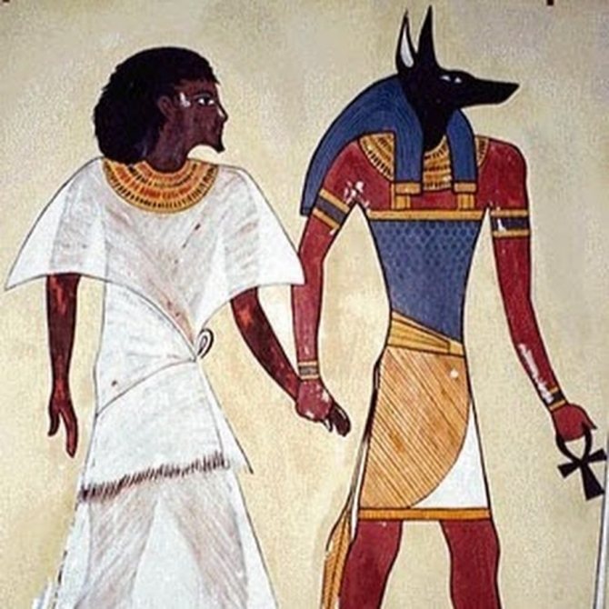 Anubis bij de berechting van Osiris