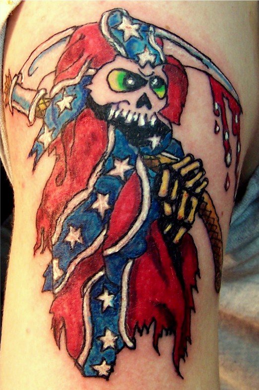 Konföderációs zászlós motoros tetoválás