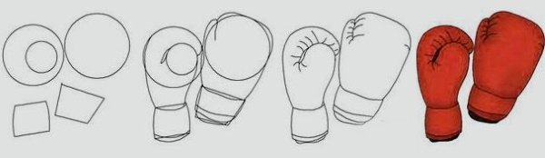 Γάντια πυγμαχίας, σχέδια με μολύβι για παιδιά ασπρόμαυρα, έγχρωμα