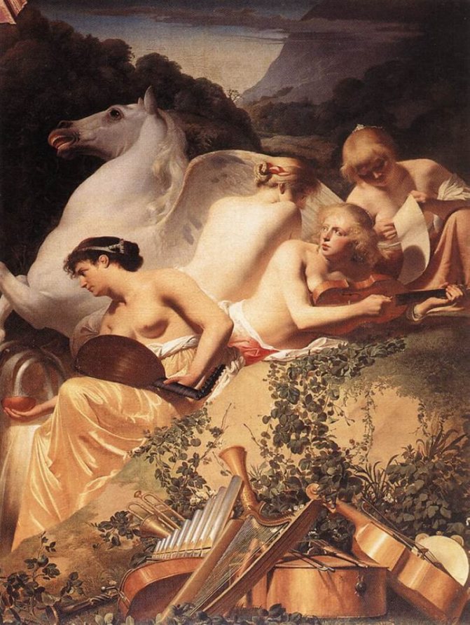 Caesar van Everdingen - Patru muze cu Pegasus