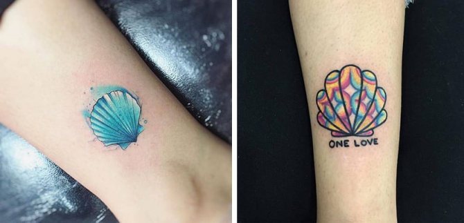 Tatuagens coloridas em concha