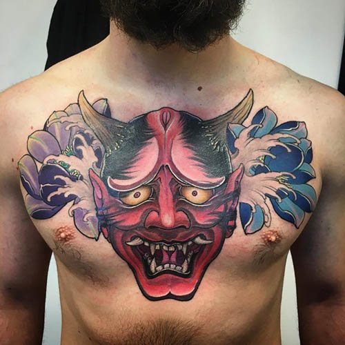 Démon Oni tetoválás. Jelentése: karon, háton, vállon, alkaron.