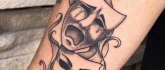 Due maschere sul braccio di un uomo