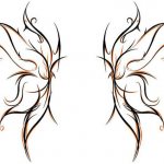 Sketch for tattoo wings on the back for girls