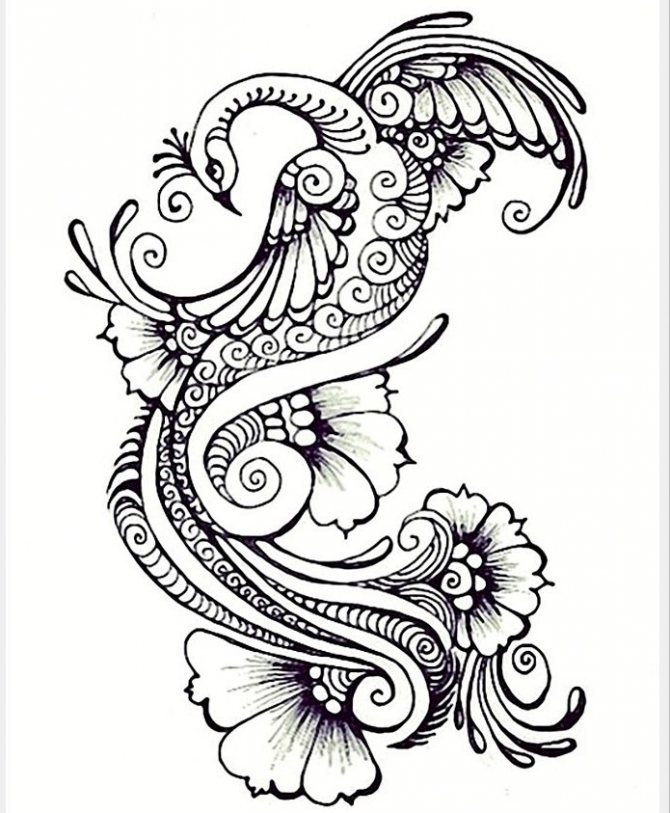 Náčrt pre tetovanie páva