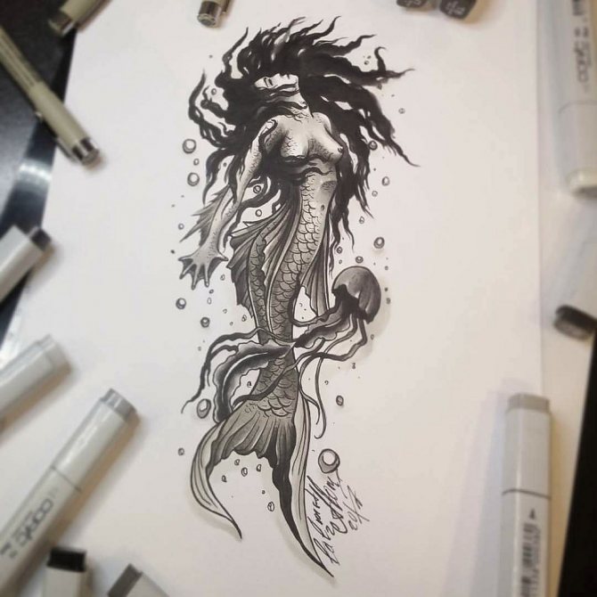 Skica za tetovažo morske deklice