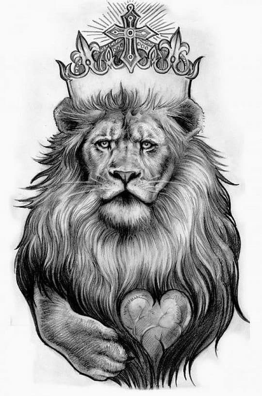 Szkic tatuażu wielkiego lwa