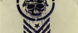 Nacių kaukolės ir šalmo tatuiruotės eskizas
