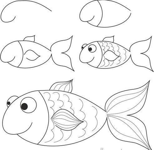 скица на риба
