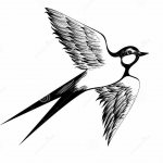 飞行中的燕子纹身素描