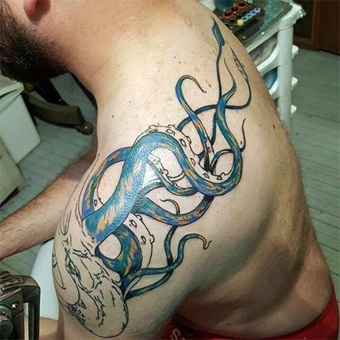 Blæksprutte tatovering skitse