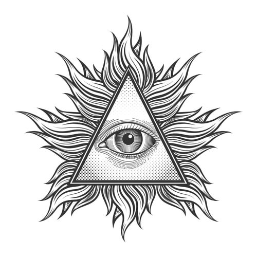 eskizas piramidės tatuiruotė su akimi