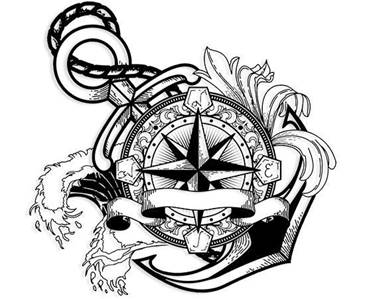 Σκίτσο τατουάζ αστέρι που δείχνει το δρόμο για τους ναυτικούς