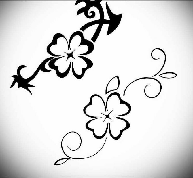 Schizzo di un tatuaggio sulle gambe con fiori squisiti