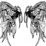 Schets van een tatoeage met vleugels voor een man