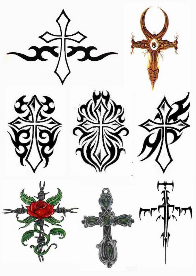 Kryžiaus tatuiruotės eskizai