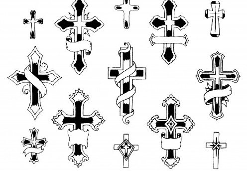 Schizzi del tatuaggio per il tatuaggio della croce