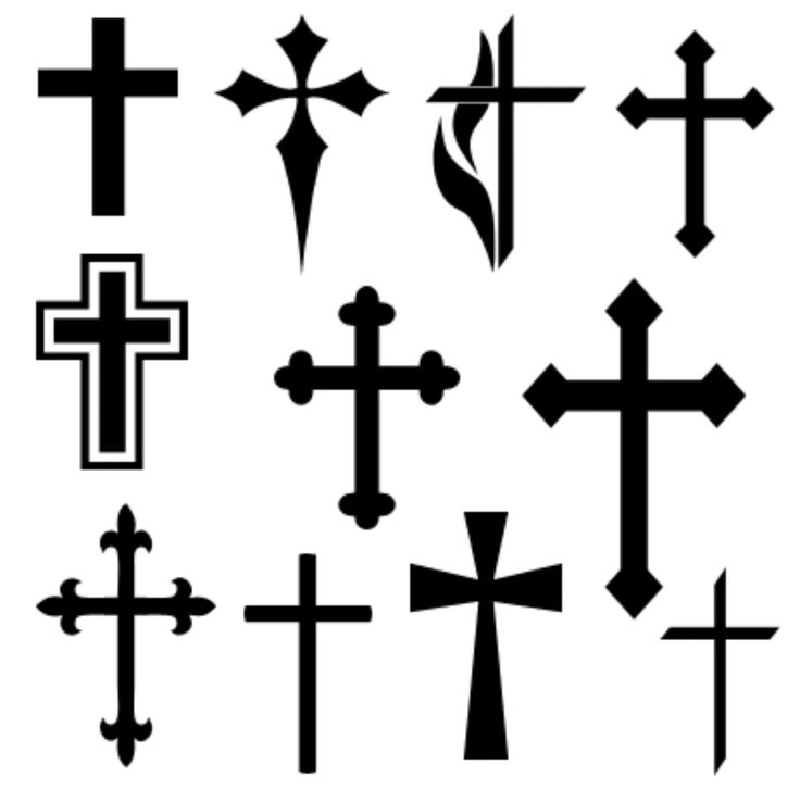 Esboços de uma tatuagem em forma de cruz