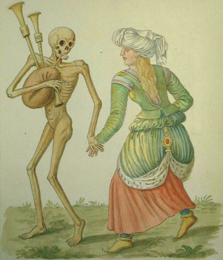 Fragment fresky Tanec smrti na Malom bazilejskom cintoríne, Emmanuel Büchel, 1773