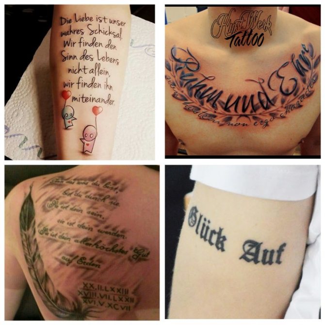 Vokiečių kalbos frazė, reiškianti tatuiruotes