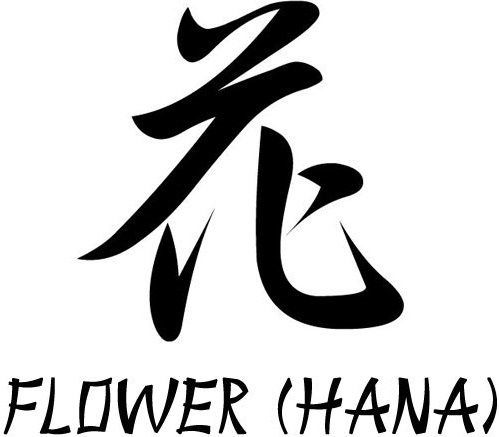 Hieroglifų tatuiruotė gėlės forma