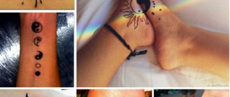 Tatuaggio Yin-Yang. Cosa significa, schizzi sul braccio, collo, schiena, gambe per coppie, uomini e ragazze. Foto
