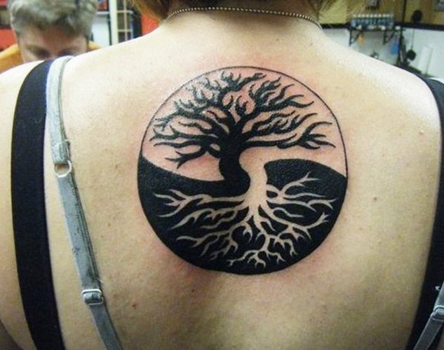 Yin-Yang tatoeage. Wat het betekent, schetsen op arm, nek, rug, been voor twee, mannen, meisjes. Foto