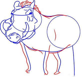 Рисунка на дива свиня за деца с молив, цветове