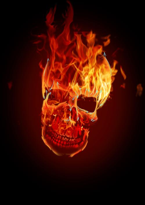 Cum să desenezi un craniu uman pe foc 16