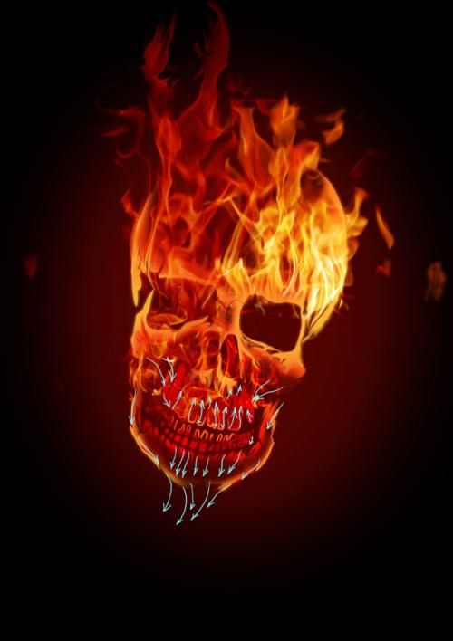 Hogyan kell rajzolni egy emberi koponyát a tűzben 17