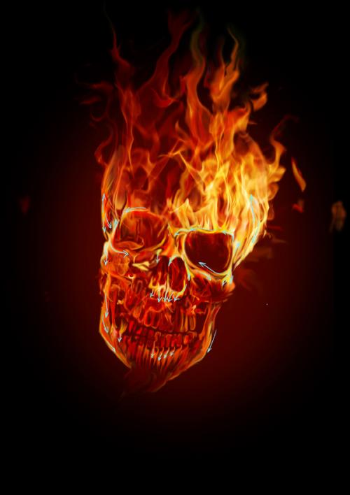 火のついた人骨の描き方18