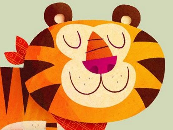 как да нарисувате доволен тигър с усмивка.