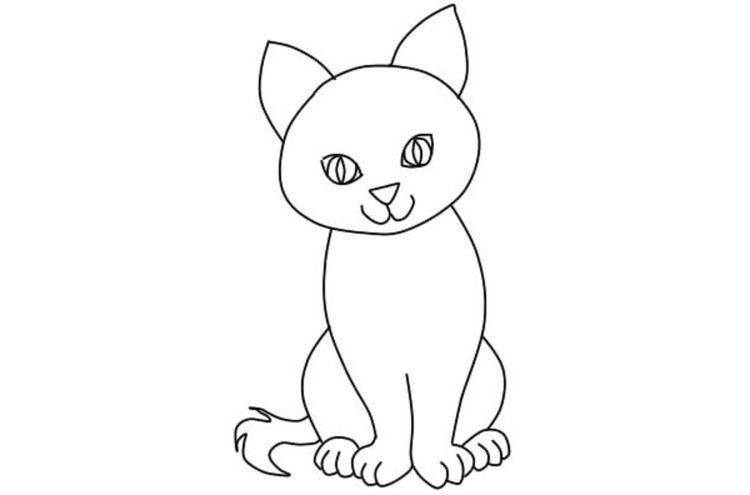 Как да нарисуваме седяща котка във форма
