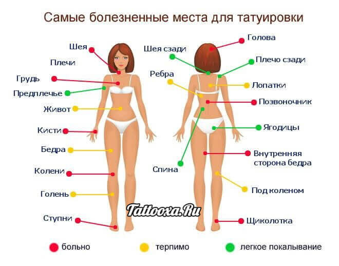 Tetoválás fájdalom térkép a női test számára