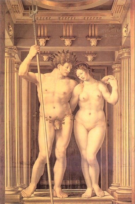 Pintura - Neptune e Amphitrite, 1516. Mabuse Jan Gossart. Colecção privada.