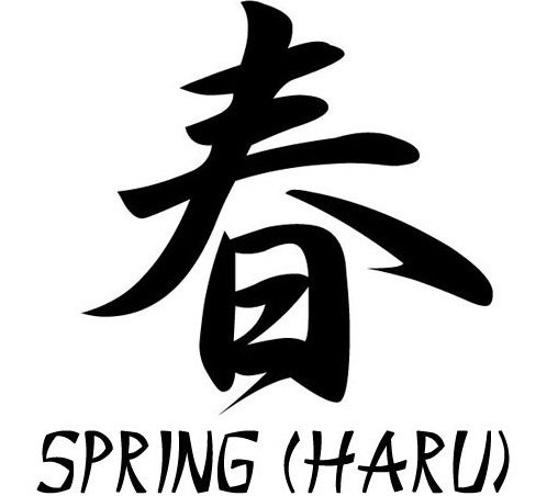 Китайски йероглиф за татуировка, означаващ пролет