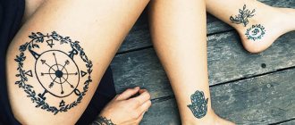 Τατουάζ με τον τροχό της τύχης. Σημασία, σκίτσα για κορίτσια, φωτογραφία