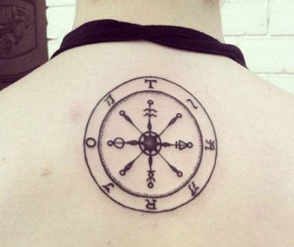 Tattoo Lykkehjulet. Betydning, skitser til piger, foto