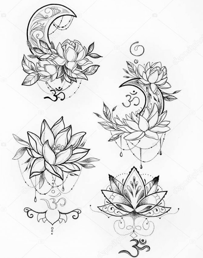 Όμορφα σχέδια για τατουάζ λωτού