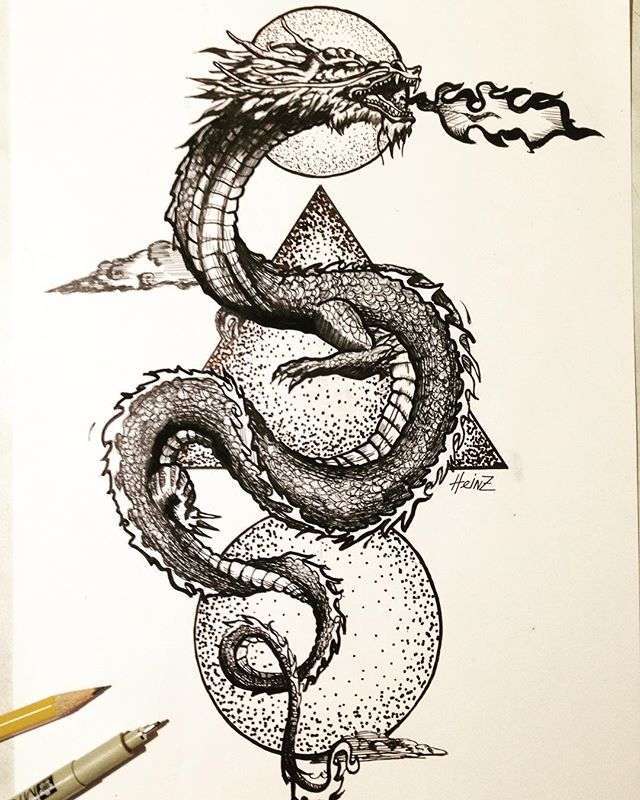 Krásny dizajn dračieho tetovania