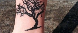 miniatűr fa egy lány lábán