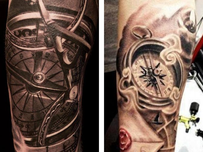 Jūrinė tatuiruotė - kompasas ir inkaras: reikšmė, vyrų ir moterų eskizai