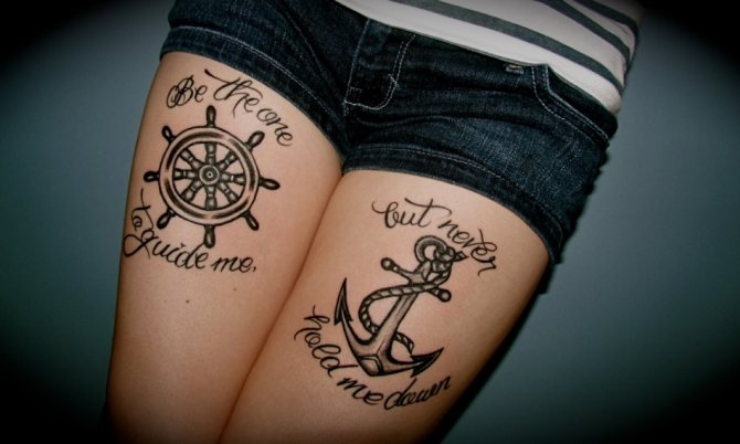 Námorné tetovanie - kompas a kotva: význam, mužské a ženské náčrty