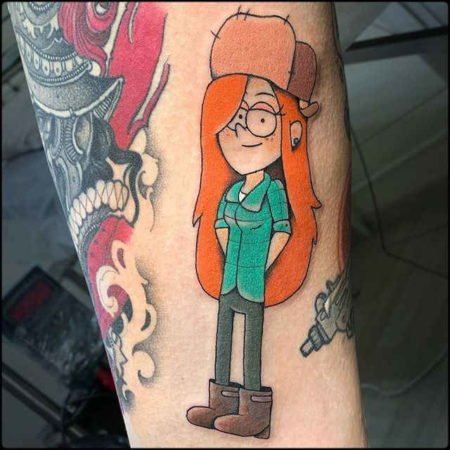 Cartoon tatoeages op de arm