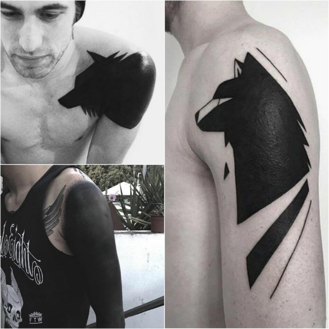 Pánske tetovanie na ramene - tetovanie pre mužov na ramene - čierne tetovanie na ramene