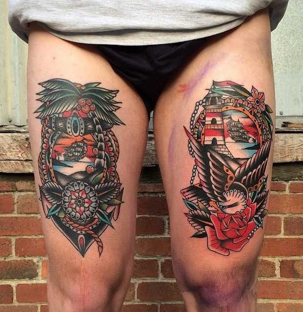Mužské tetovanie na stehnách