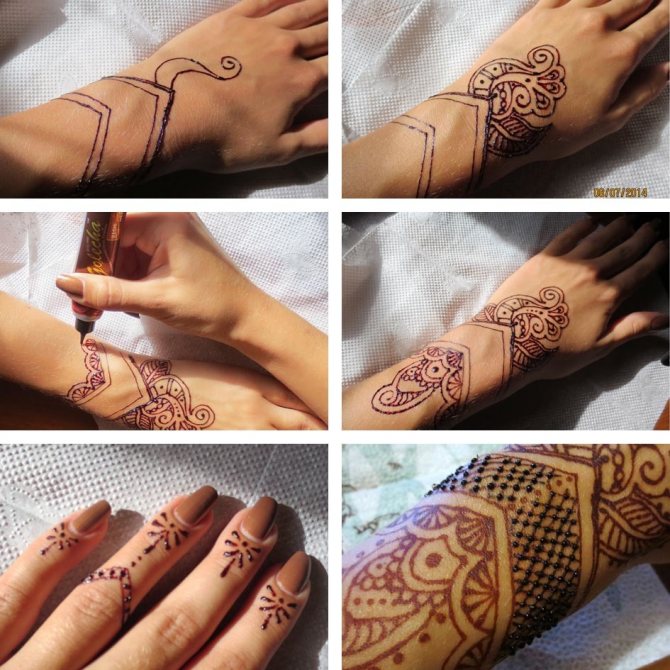 Application du henné sur la peau