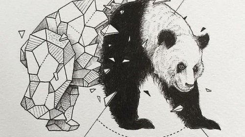 скица на панда