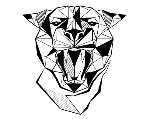 Panther în geometrie - schiță de tatuaj