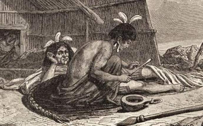 Papuaiak a tetoválás folyamatában